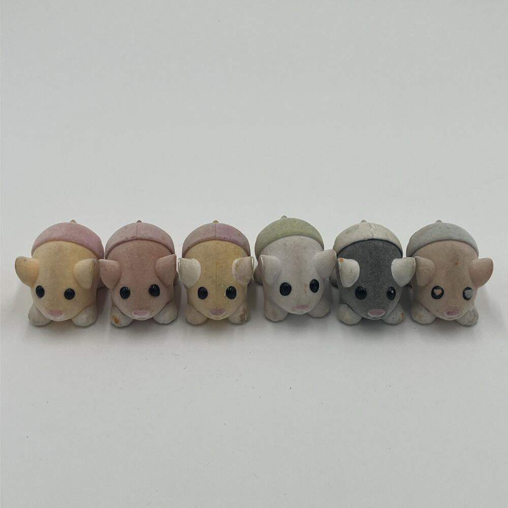 6 Zhu Zhu Pets Hamster Babies Plastic Flocked Fuzzy Roll Around 2009 Cepia Toy